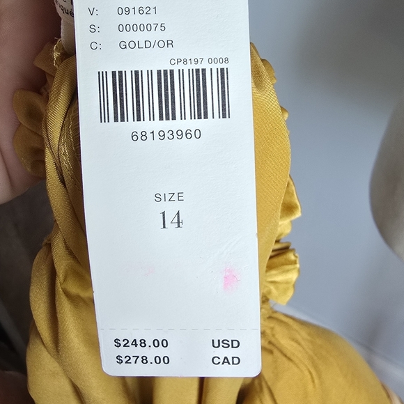 Anthropologie, New, Yellow Silk Colorblocked Silk Midi Halter Sun Dress, Size 14 - Picture 14 of 16